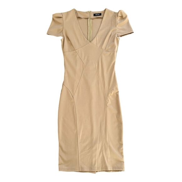 🔃Abody Tan Short Sleeve Midi Dress - Picture 1 of 8